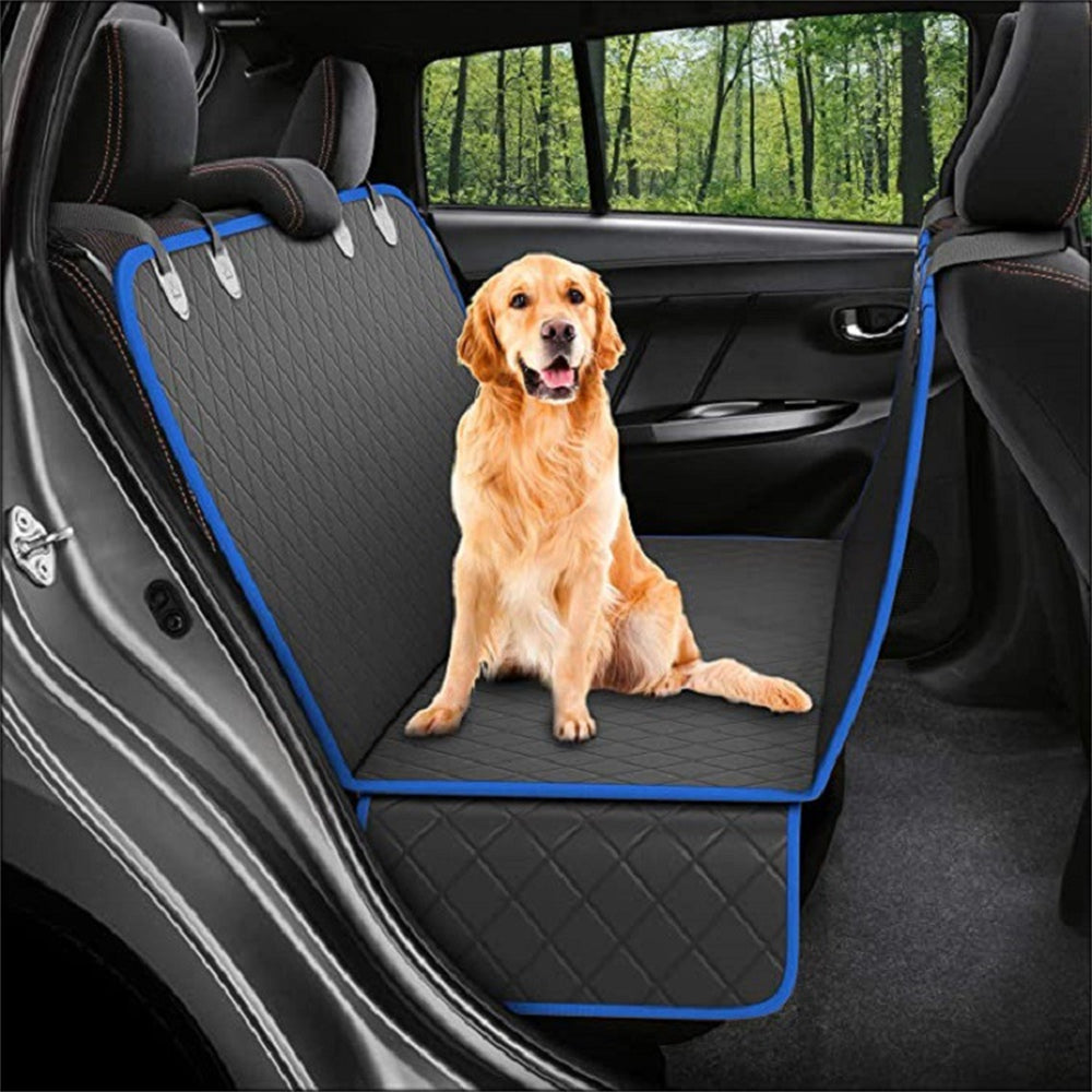 Dog Car Seat Cover Hammock with Mesh Window – Waterproof Back Seat Protector with Zipper & Storage Pocket for Travel