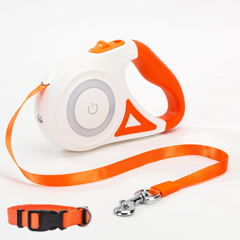 Retractable Dog Leash with LED Spotlight Automatic Pet Traction Rope & Collar for Small Medium Dogs