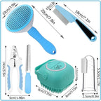 7pcs Pet Grooming Kit – Self-Cleaning Slicker Brush, Nail Clipper, Flea Comb & Bath Brush Set for Dogs & Cats